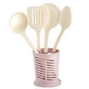 SET 5 PIECES (2 CUILLERES + 1 SPATULE + 1 LOUCHE + 1 BASE) MIX ROUGE/GRIS/CREME/OR