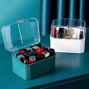RANGEMENT MAQUILLAGE AVEC COUVERCLE &amp; SEPARATEUR 14X9X12 CM MIX BLANC/NOIR