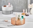 RANGEMENT MAQUILLAGE 3 COMPARTIMENTS 19X6 CM TRANSPARENT/GRIS/CUIVRE