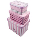 3 BOITES DE RANGEMENT DESIGN ROSE (19X28X13 / 23X34X16 / 29X29X23 CM