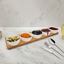 SET 5 PIECES PLASTIQUE (10x4cm) + SUPPORT BOIS 43x9x5 CM MIX BLANC/NOIR