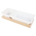 SET PLASTIQUE 2 COMPARTIMENTS (10X8X4.5 CM / 16X10X4.5 CM) + SUPPORT 24X10 CM MIX BLANC/NOIR