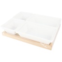 SET PLASTIQUE 4 COMPARTIMENTS (2x 10X8X4.5 CM / 2x 16X10X4.5 CM) + SUPPORT 24X19X5 CM MIX BLANC/NOIR