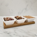 SET PLASTIQUE 3 COMPARTIMENTS (3x 10X8X4.5 CM) + SUPPORT 24X10 CM MIX BLANC/NOIR