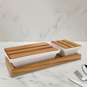 SET PLASTIQUE 2 COMPARTIMENTS (10X8X4.5 CM + 16X10X4.5CM) + SUPPORT 24X10 CM MIX BLANC/NOIR