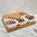 SET PLASTIQUE 6 COMPARTIMENTS (6x 10X8X4.5 CM) + SUPPORT 24X19X5 CM MIX BLANC/NOIR