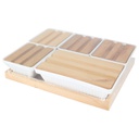SET PLASTIQUE 5 COMPARTIMENTS (4x 10X8X4.5 CM / 2x 16X10X4.5CM) + SUPPORT 24X19X5 CM MIX BLANC/NOIR