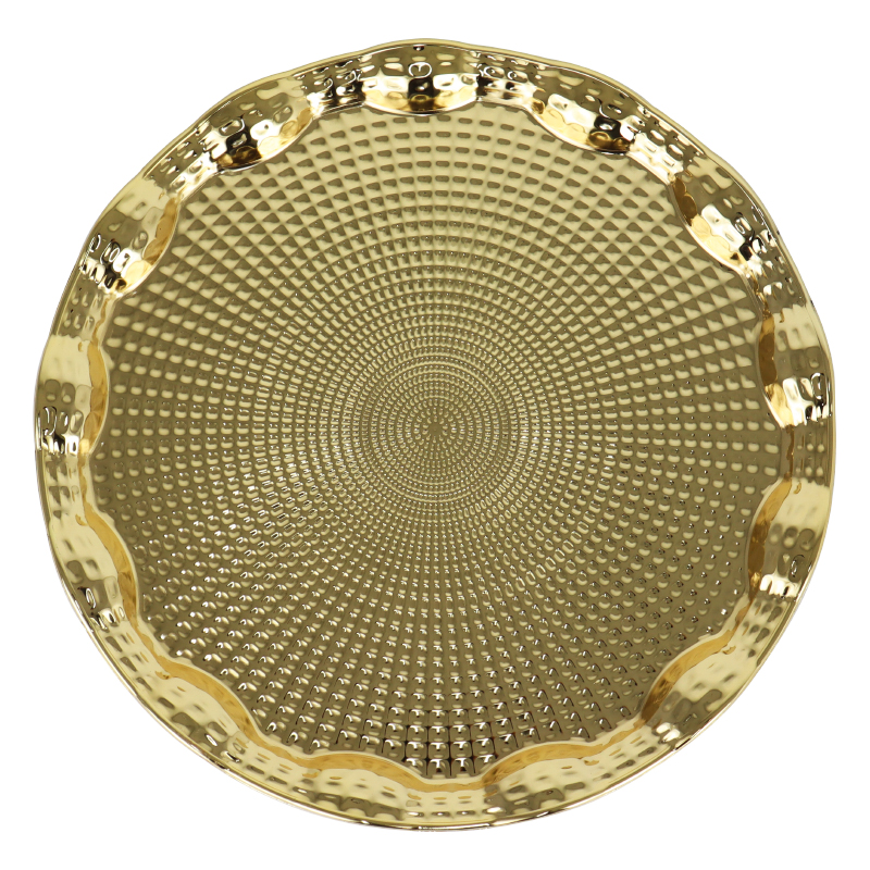 PLATEAU DECO ROND METAL 35 CM MODELE OR 