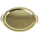 PLATEAU DECO OVAL METAL 48X33 CM AVEC POIGNEES MODELE OR 