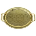 PLATEAU DECO OVAL METAL 49X33 CM AVEC POIGNEES MODELE OR 