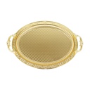 PLATEAU DECO OVAL METAL 42X28 CM AVEC POIGNEES MODELE OR 