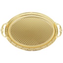 PLATEAU DECO OVAL METAL 50X33 CM AVEC POIGNEES MODELE OR 