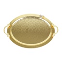 PLATEAU DECO OVAL METAL 42X26 CM AVEC POIGNEES MODELE OR 