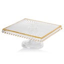 PLATEAU CARRE EN VERRE AVEC DECOR OR 25*25X10 CM