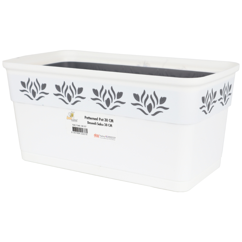 POT DE FLEUR 30 CM MIX GRIS/BLANC