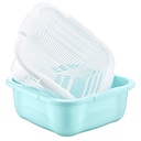 SET PASSOIRE+BASSINE CARRE 7 LITRES MIX BLEU/ROSE/GRIS