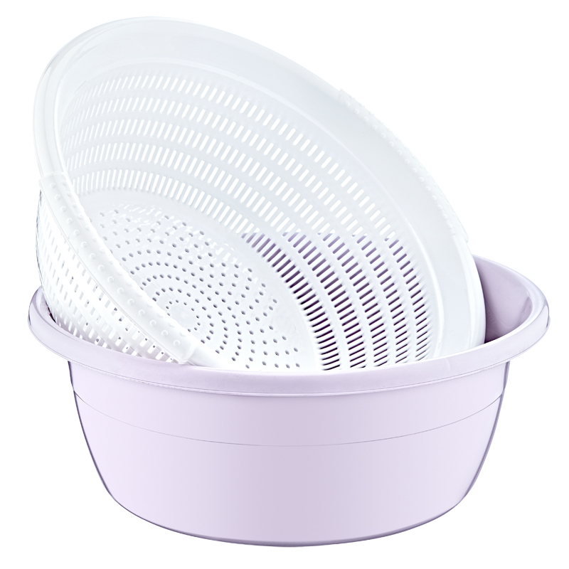 SET PASSOIRE+BASSINE RONDE 7 LITRES MIX BLEU/ROSE/GRIS