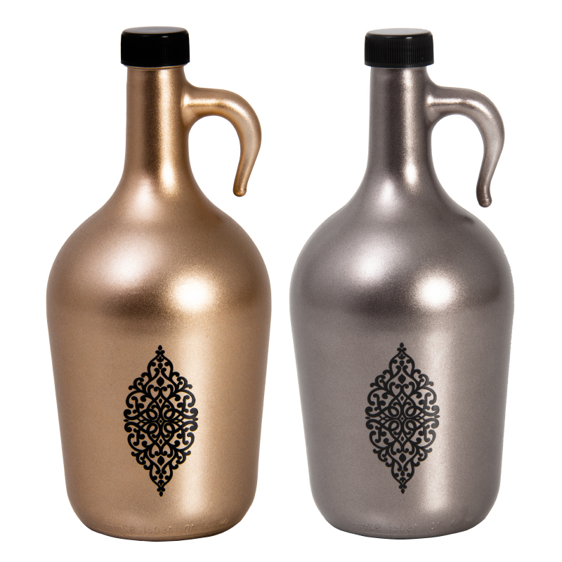 BOUTEILLE HUILE VERRE 1.5 LITRE DESIGN METALLIQUE MIX BRONZE/NOIR