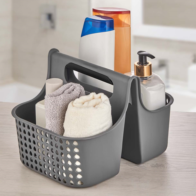 ORGANIZER PRODUIT MENAGER 2 COMPARTIMENTS 26X21X18 CM MIX BLANC/GRIS