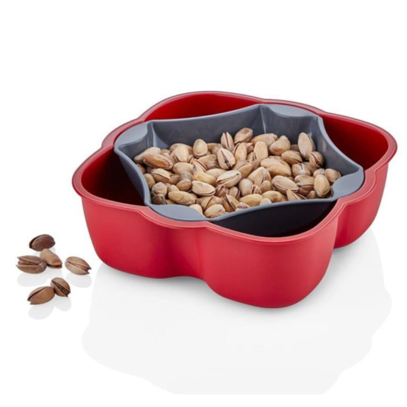 ASSIETTE SNACK 19X19X7 CM MIX ROSE/BLANC/ROUGE
