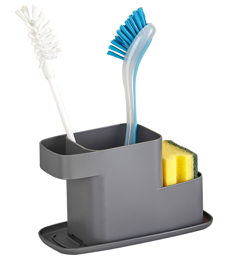 PORTE EPONGE/BROSSE (NON INCLUS) 22X10X12 CM MIX GRIS/ROSE/BEIGE