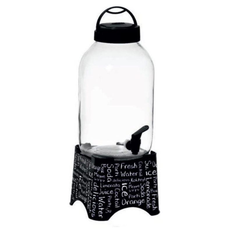 DISPENSEUR BOISSON 5 LITRES VERRE AVEC SUPPORT