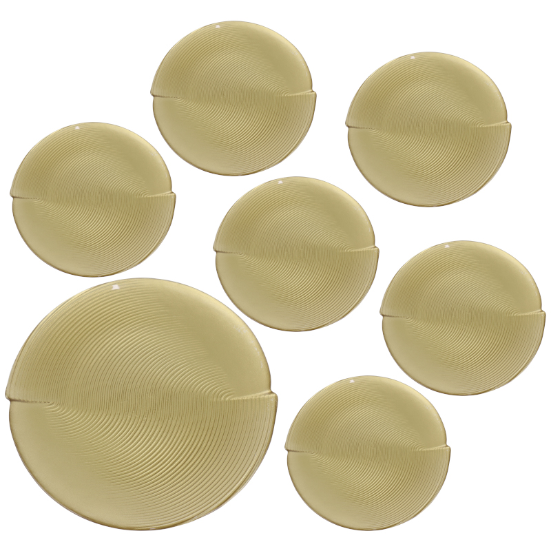 SET ASSIETTES 7 PIECES VERRE (6 X 20 CM / 1 X 25 CM) MIX OR/ARGENT