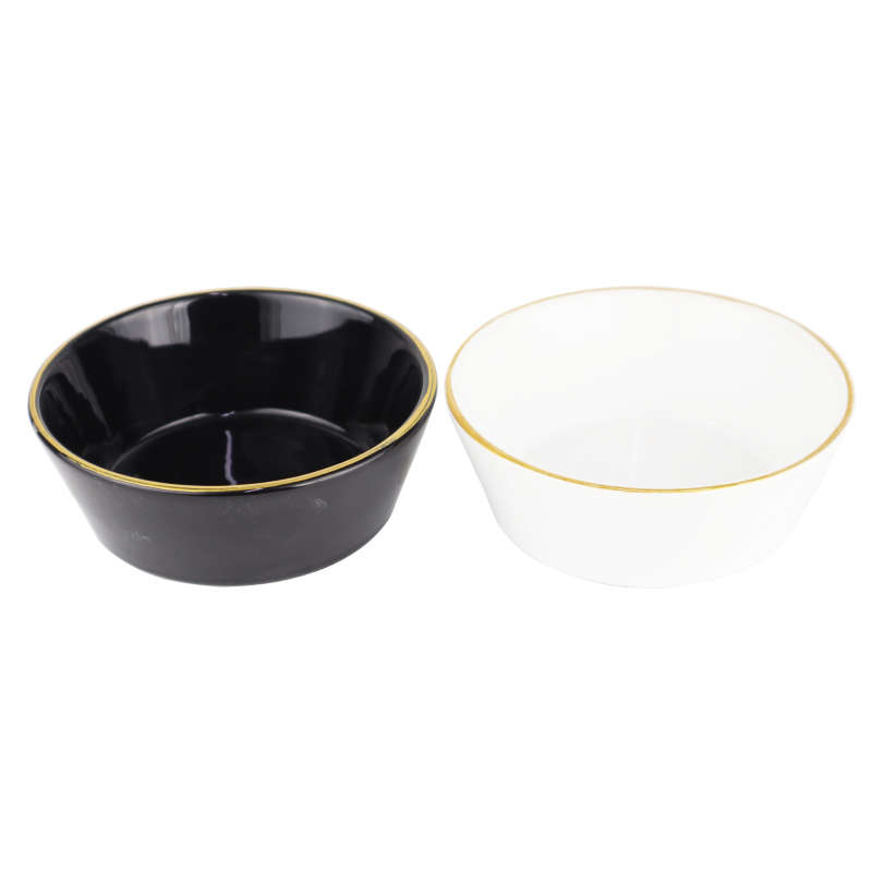 SET 2 GRANDS BOLS CERAMIQUE (13 X 5 cm) MIX BLANC/NOIR