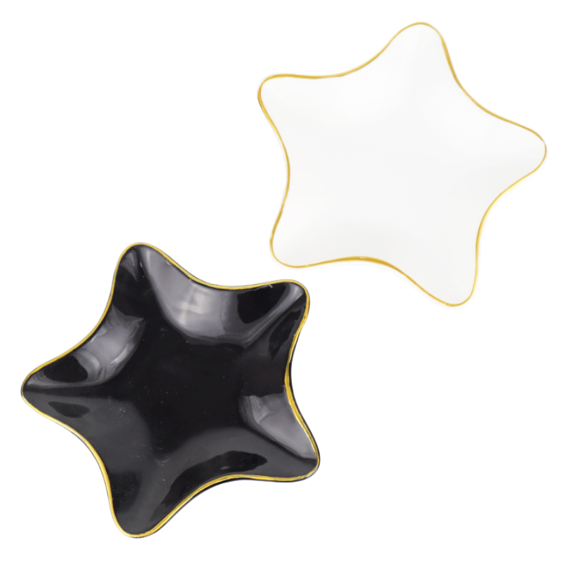 PLAT CERAMIQUE 17X17X3 CM MIX BLANC/NOIR
