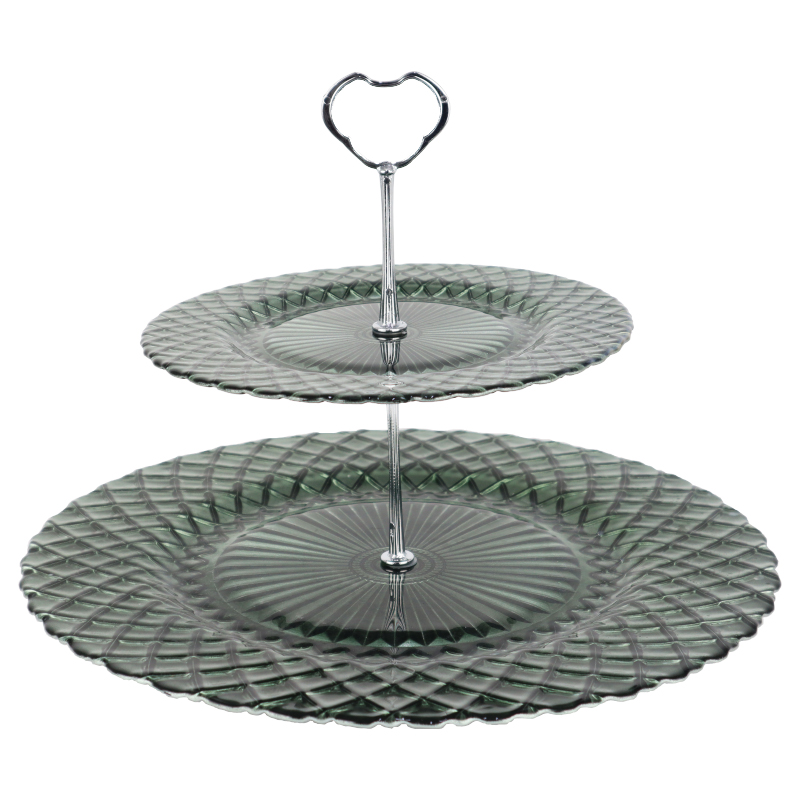 SET PRESENTATION 2 NIVEAUX VERRE MIX VERT/VIOLET/OR