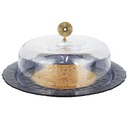 SET PRESENTATION GATEAU VERRE AVEC DOME MIX BLANC/ROUGE/GRIS