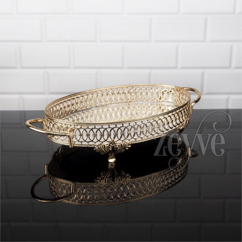PLATEAU DECO OVAL28X20 CM MODELE OR