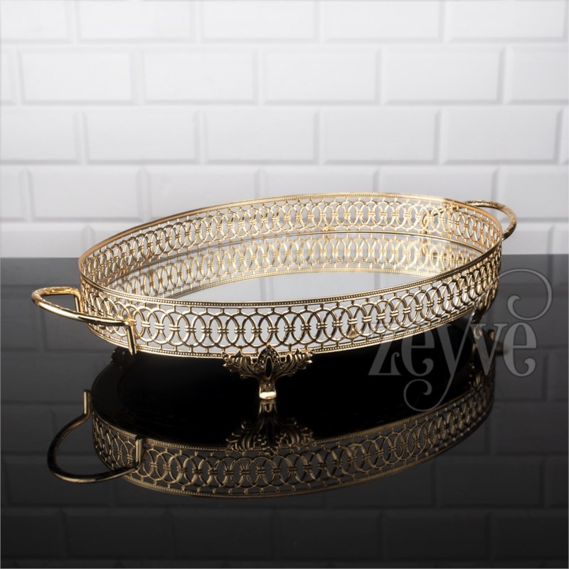PLATEAU DECO OVAL 35X26 CM MODELE OR