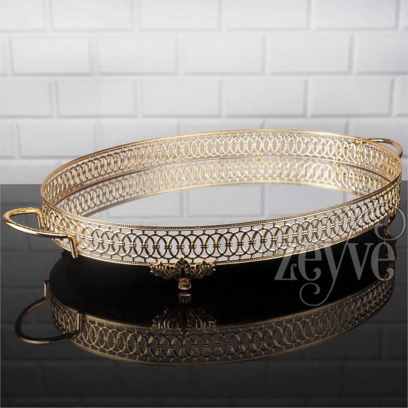 PLATEAU DECO OVAL42X33 CM MODELE OR