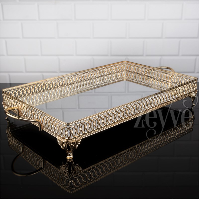 PLATEAU DECO42X28 CM MODELE OR