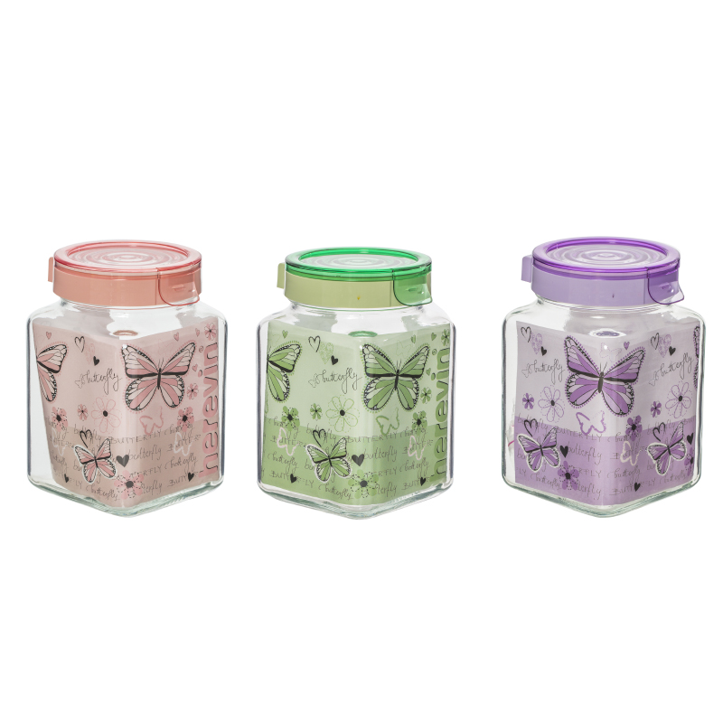 BOITE CONSERVATION VERRE 1500 CC MIX ROSE/VERT/VIOLET