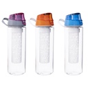 BOUTEILLE PLASTIQUE 650 CL AVEC INFUSEUR. MIX ROUGE/VERT/BLEU