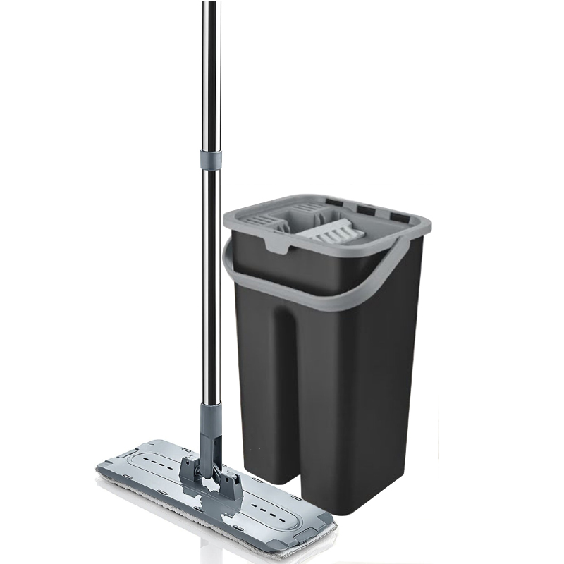 SET SEAU &amp; SERPILLERE 9 LITRES NOIR/GRIS