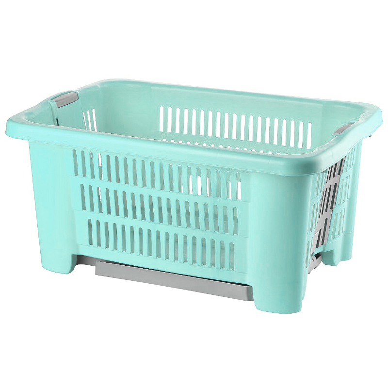 BAC A LINGE AVEC PIEDS RETRACTABLE 59X38X59 CM MIX VERT/ROSE/CREME/GRIS