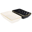 PLAT CERAMIQUE 14X9X4 CM MIX BLANC/NOIR