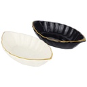 PLAT CERAMIQUE 18X10X4 CM MIX BLANC/NOIR