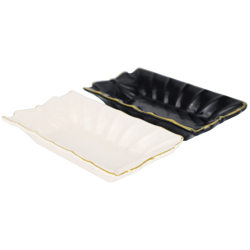 PLAT CERAMIQUE 16X9X3 CM MIX BLANC/NOIR