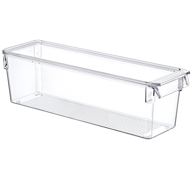 RANGEMENT REFREGIRATEUR TRANSPARENT AVEC COUVERCLE (36 x 10.5 x 10 CM)
