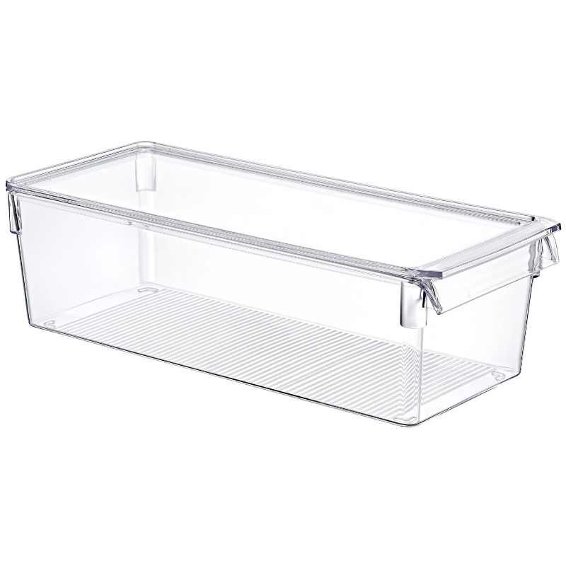 RANGEMENT REFREGIRATEUR TRANSPARENT AVEC COUVERCLE (36 x 15 x 10 CM)