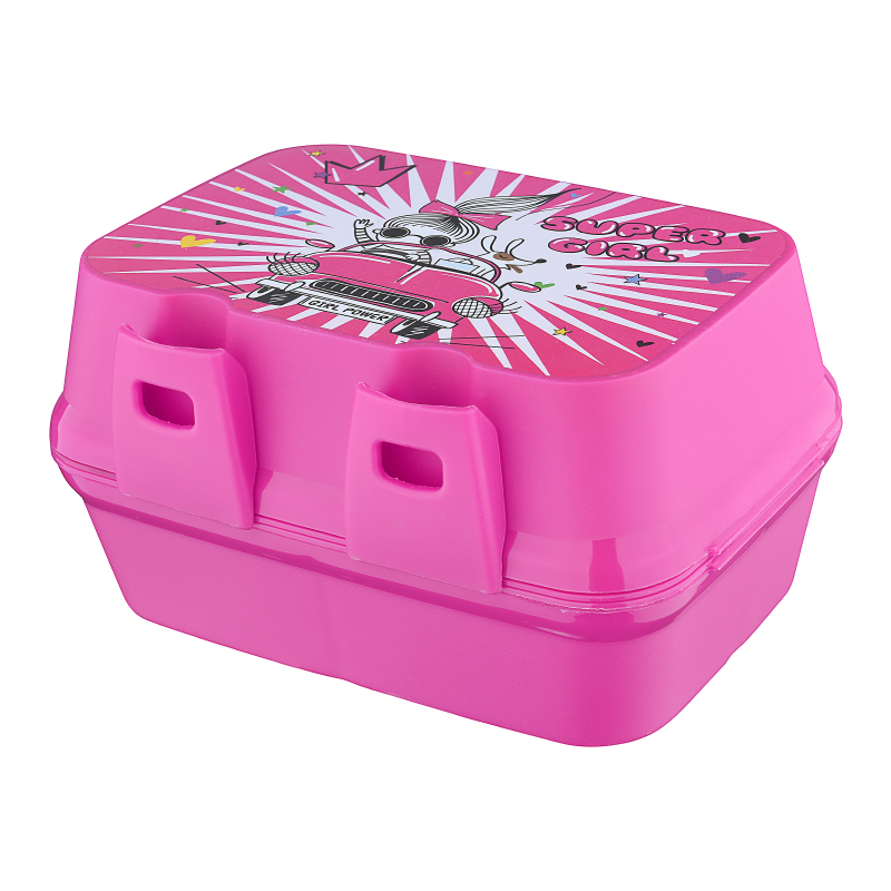BOITE A DEJEUNER AVEC CUILLERE ET FOURCHETTE 13X17X9 CM MIX BLEU/ROSE/ROUGE
