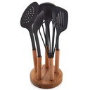 SET 6 PIECES USTENSILES CUISINES MANCHE BOIS ET SUPPORT BOIS