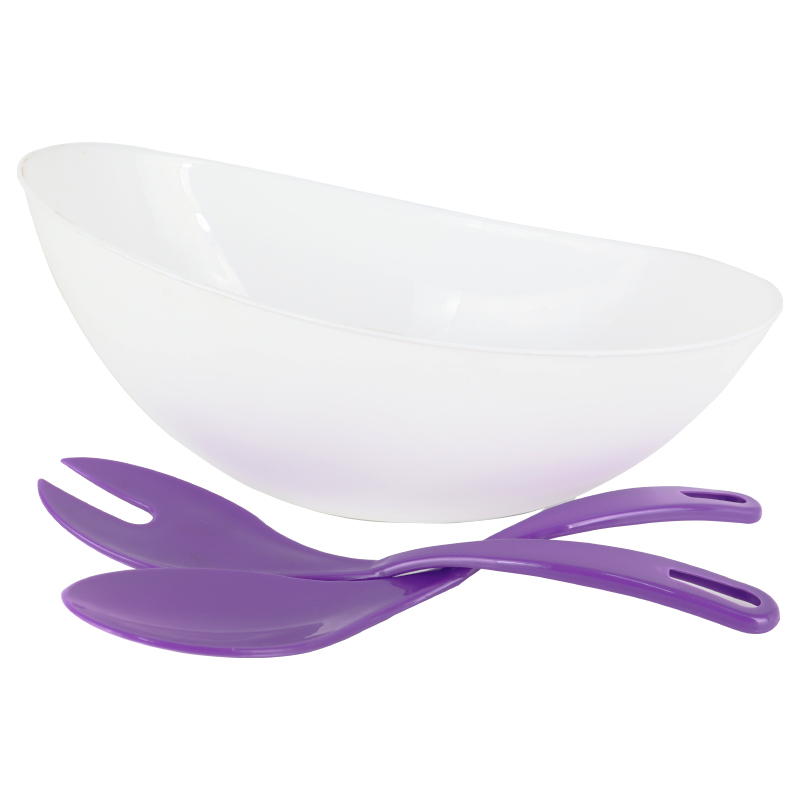BOL SALADE AVEC CUILLERE 32X20X10 CM BLANC