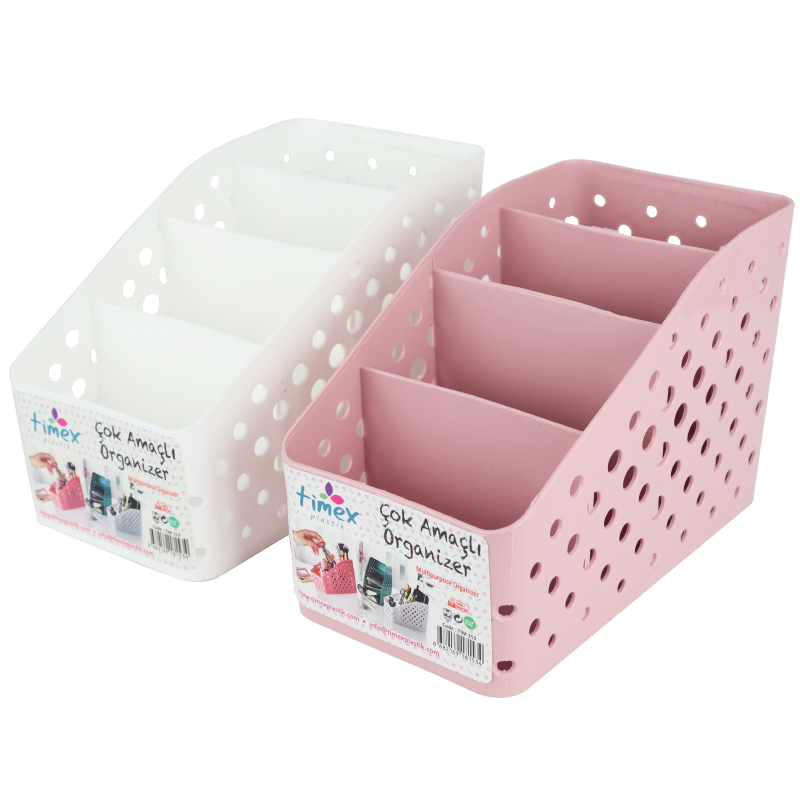 ORGANIZER 10X11X17 CM MIX ROSE/BLANC