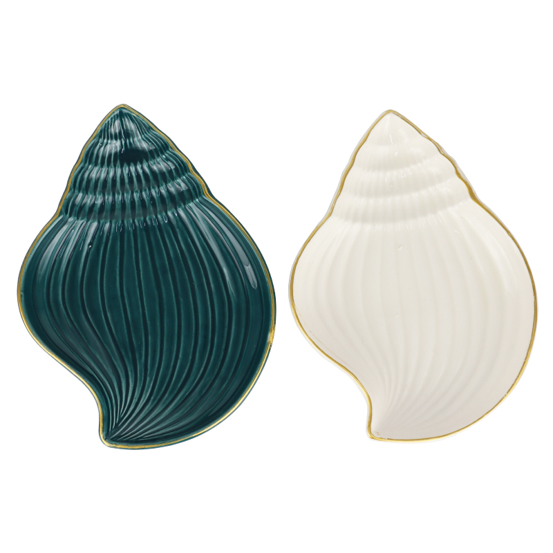 PLAT CERAMIQUE 19X14 CM MIX VERT/BLANC