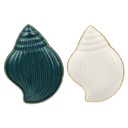 PLAT CERAMIQUE 19X14 CM MIX VERT/BLANC